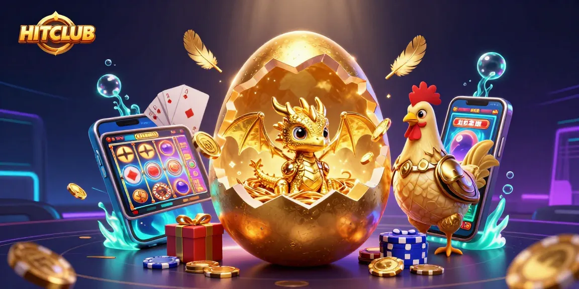 Experience HITCLUB's exciting gameplay with a gold-crusted dragon guarding poker treasures.