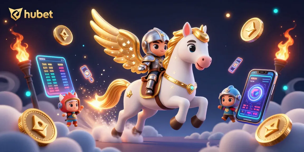 hubet offers a captivating casino experience with a celestial theme, featuring a knight on a magical horse.