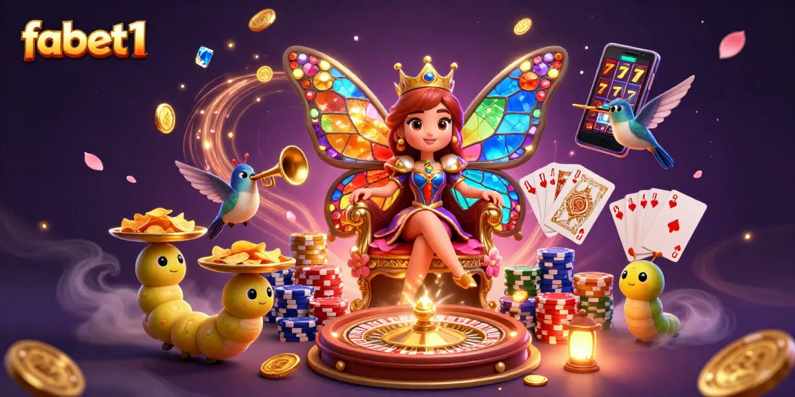 Experience fabet1's excitement as the butterfly queen and her court celebrate in this vibrant casino scene.