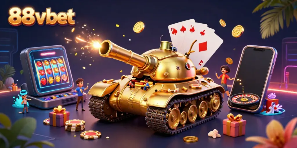 Engage in exciting casino adventures with 88vbet's dynamic 3D casino illustration.